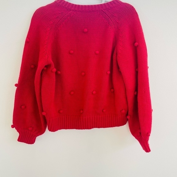The GREAT. raspberry red Bobble cardigan crewneck sweater M Rare - Picture 9 of 9